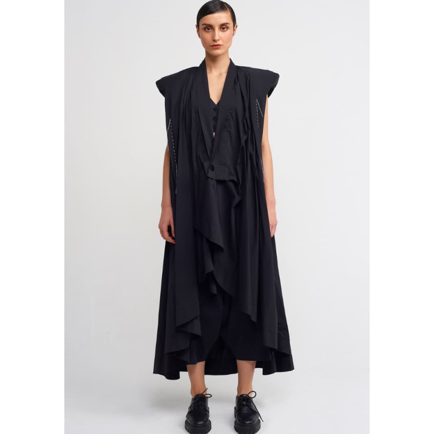 New Arrivals Nu Sleeveless Coat with Dipped Hem