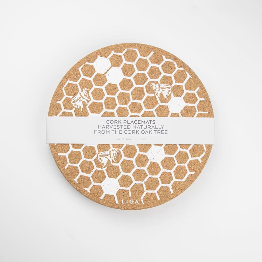 LIGA Set of Cork Placemats Honeycomb