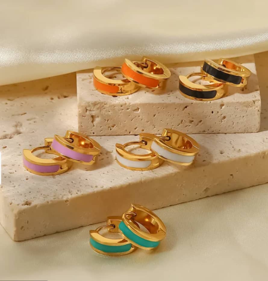 The Forest & Co. Gold Enamel Hoop Earrings