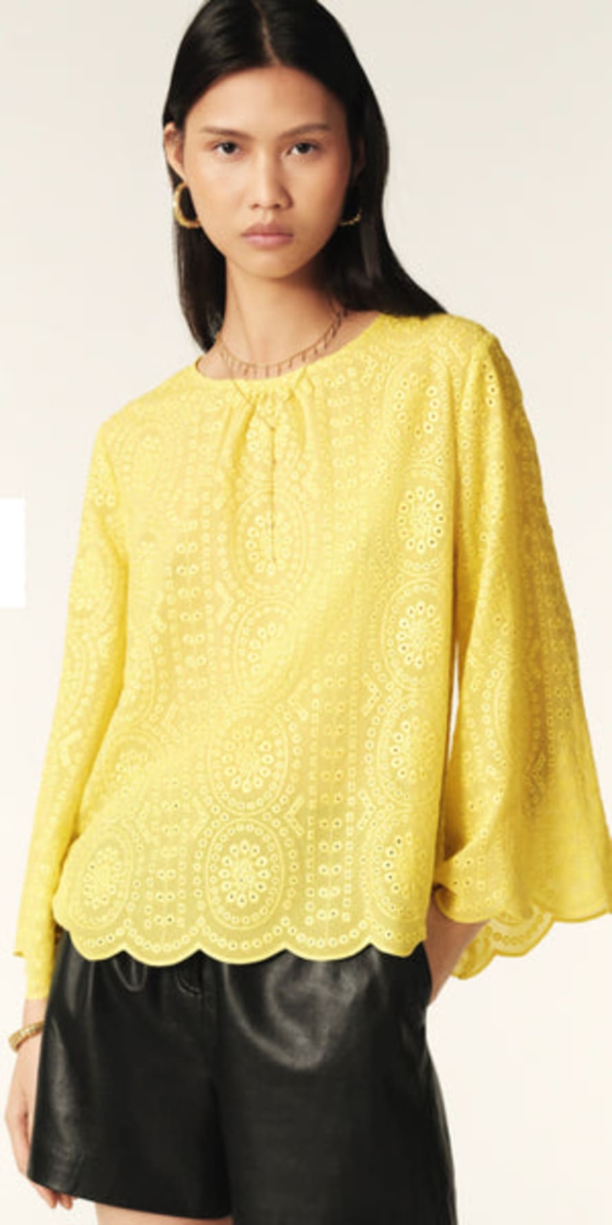 BA&SH Bruna Broderie Anglaise Blouse - Yellow