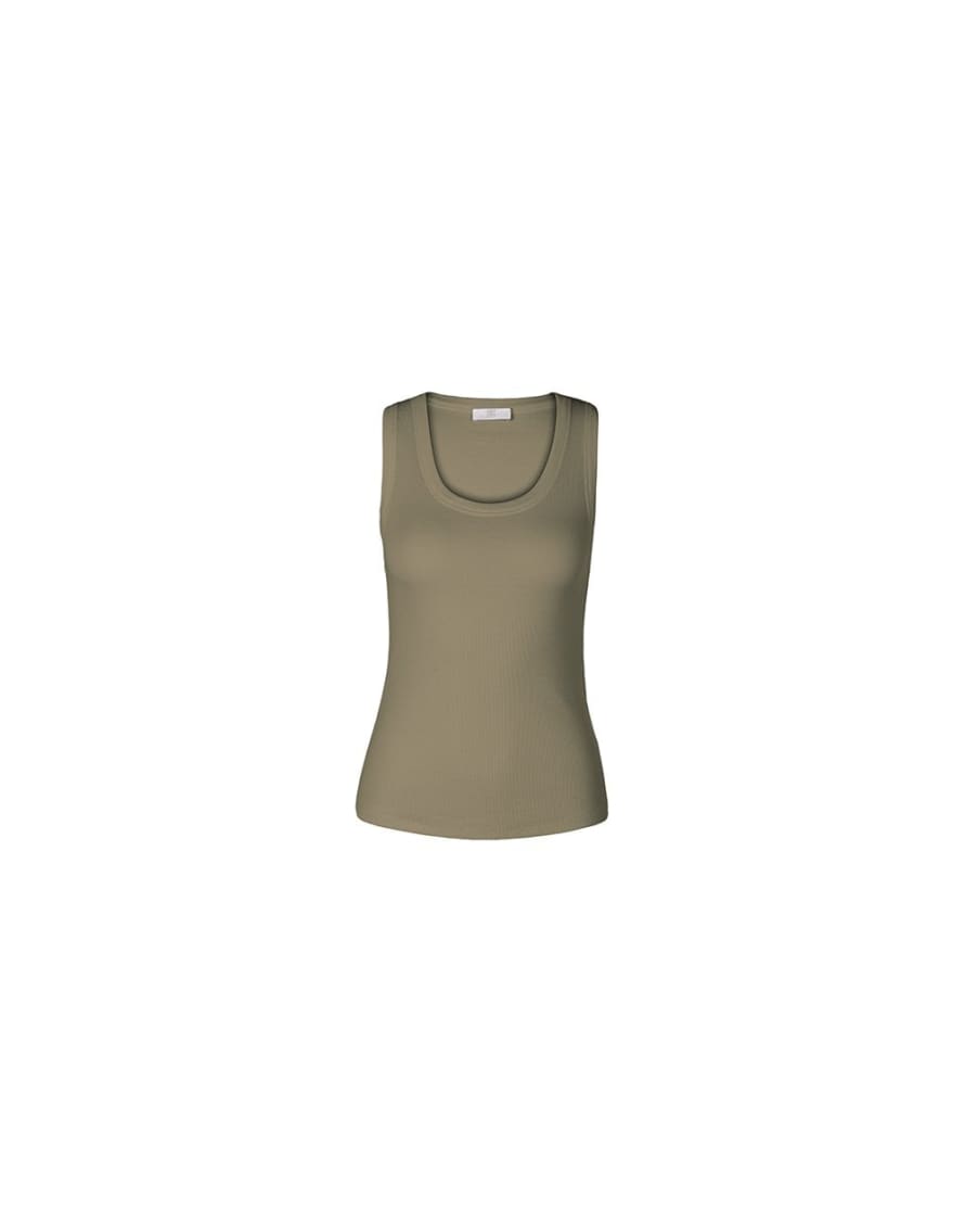 Riani Thick Hem Ribbed Vest Top Col: 544 Terre, Size: 14