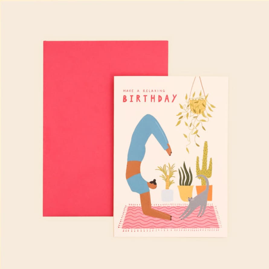 Little Black Cat Illustrated Have A Relaxing Birthday Card