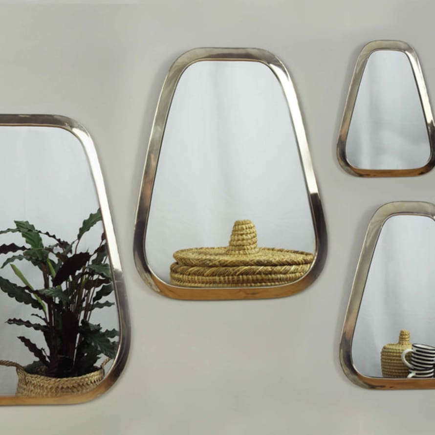 Artisan Stories S: 29cm x 24cm Silver Brass Marrakech Trapezoid Mirror