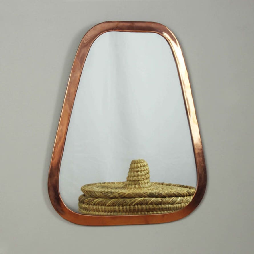 Artisan Stories L: 47cm x 40cm Rose Gold Brass Marrakech Trapezoid Mirror