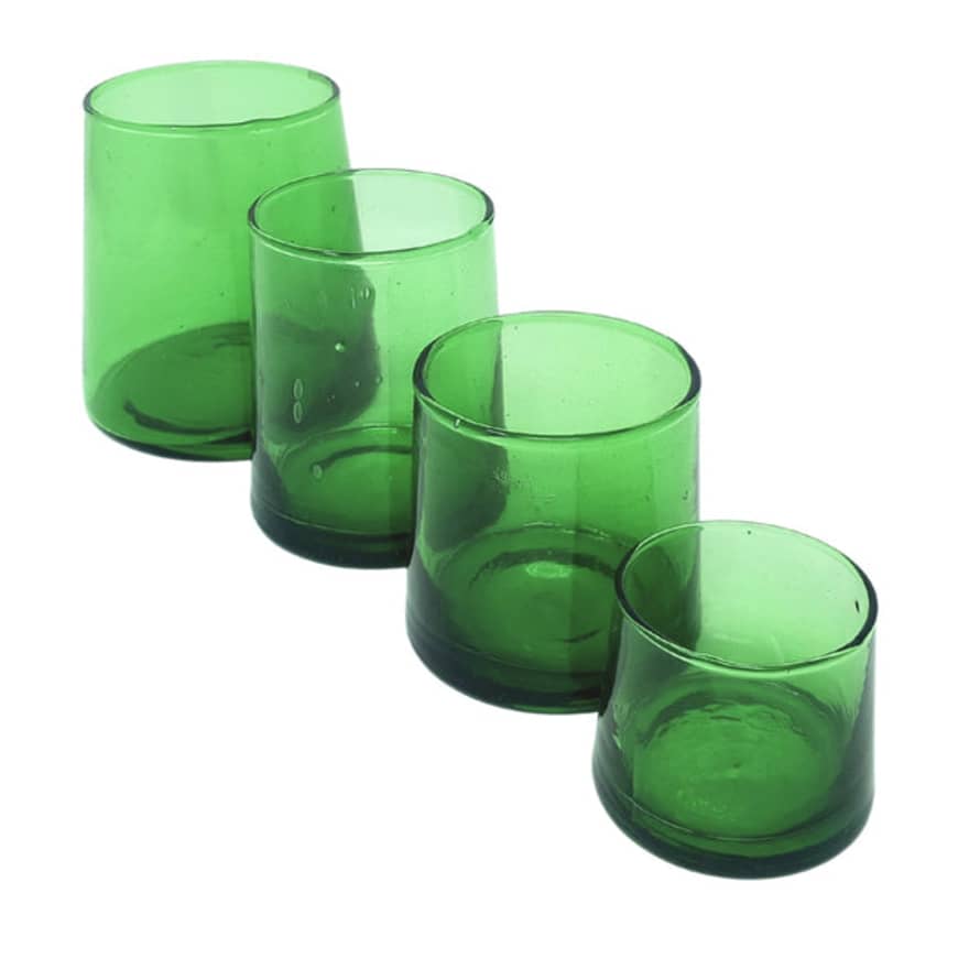 BELDI Large ⌀9cm x 10cm H Inverted Recycled Drinking Glass Green