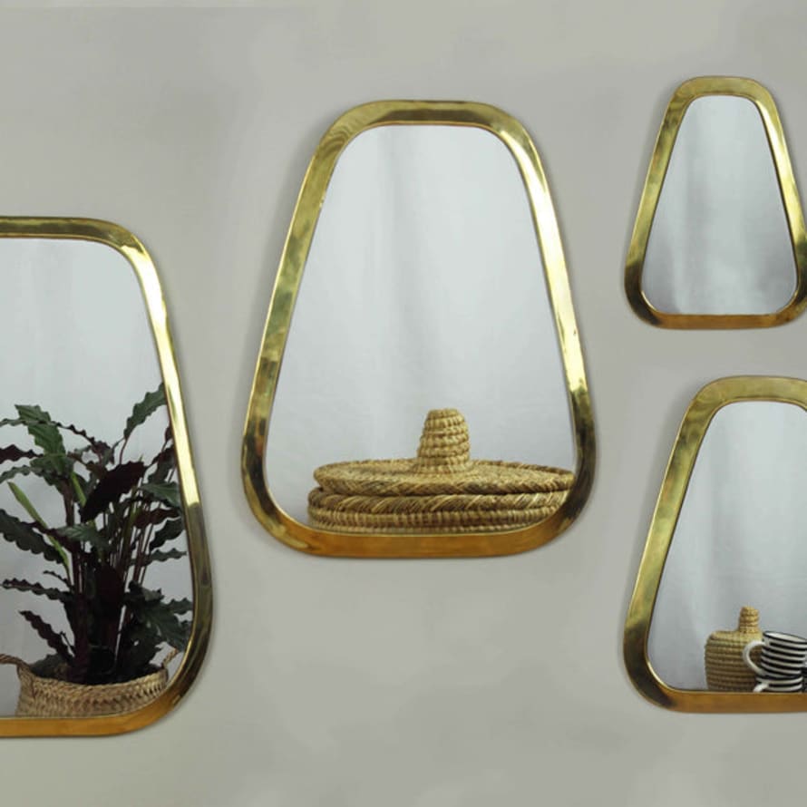 Artisan Stories XL :52.5cm x47cm Gold Brass Marrakech Trapezoid Mirror