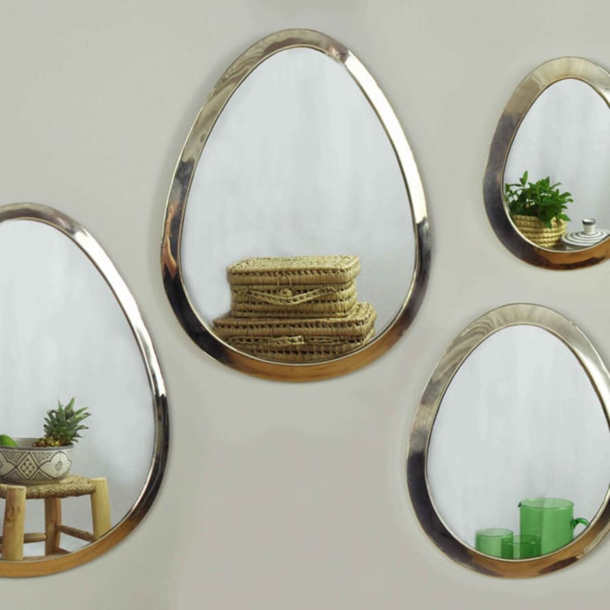 Artisan Stories XS  Silver Brass Marrakech Egg Mirror
