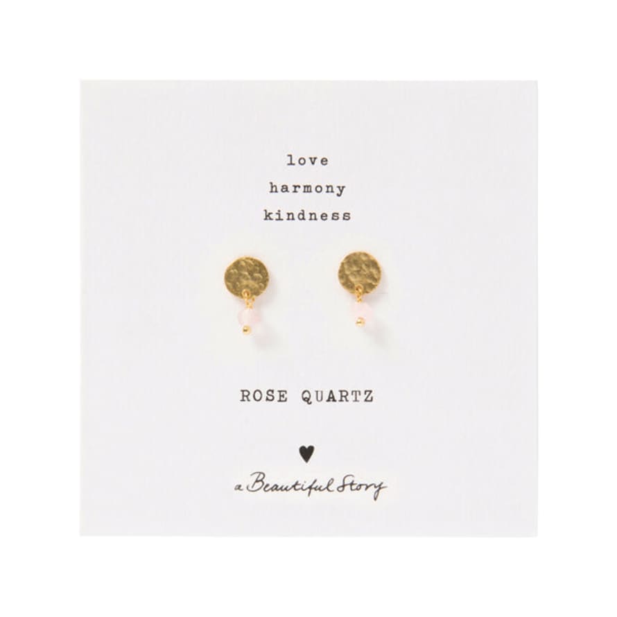 A Beautiful Story Mini Coin Rose Quartz Gold Or Silver Earrings