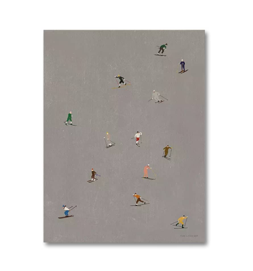 Fine Little Day Skiers By Elisabeth Dunker, 40 X 50 Cm Print