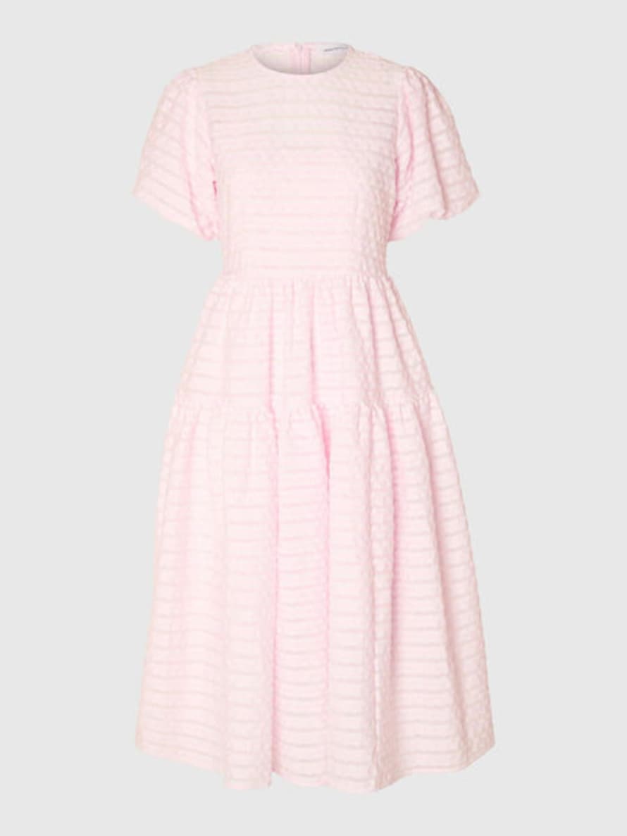 Selected Femme - Balloon Sleeved Midi Dress Light Pink