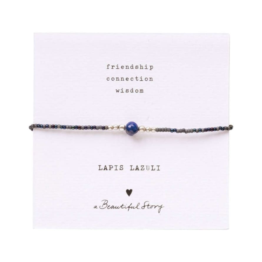 A Beautiful Story Iris Card Lapis Lazuli Silver Coloured Bracelet
