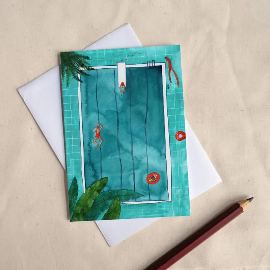 Hattie Buckwell Swimming Pool Greeting Card