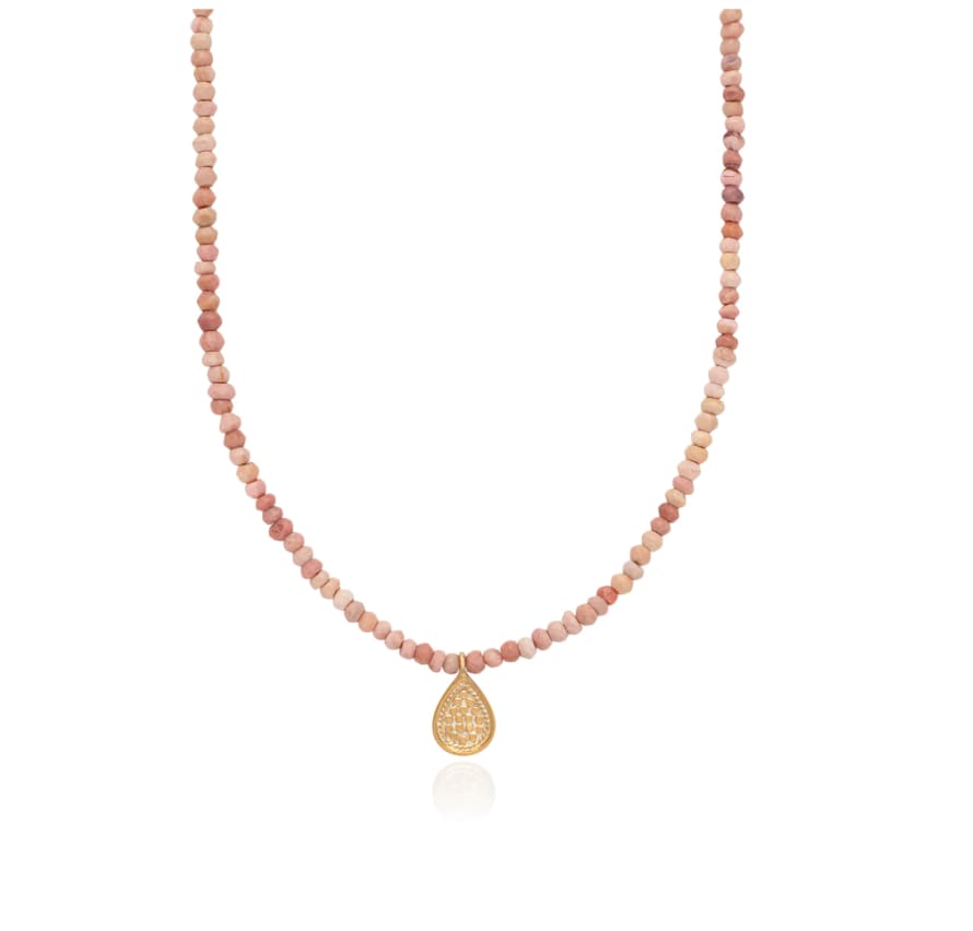 Anna Beck Beaded Pink Opal Drop Pendant Necklace