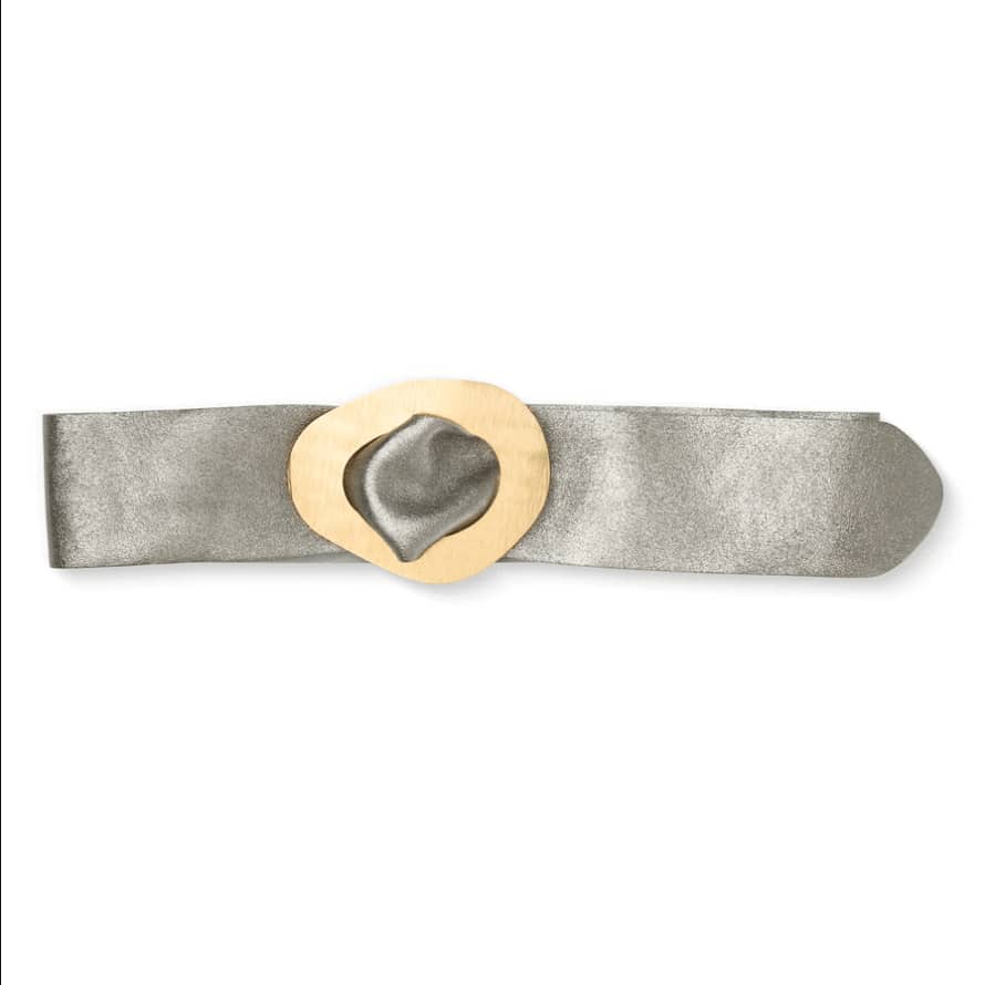 Suzy D London Margherita Sparkle Leather Belt With Buckle Silver