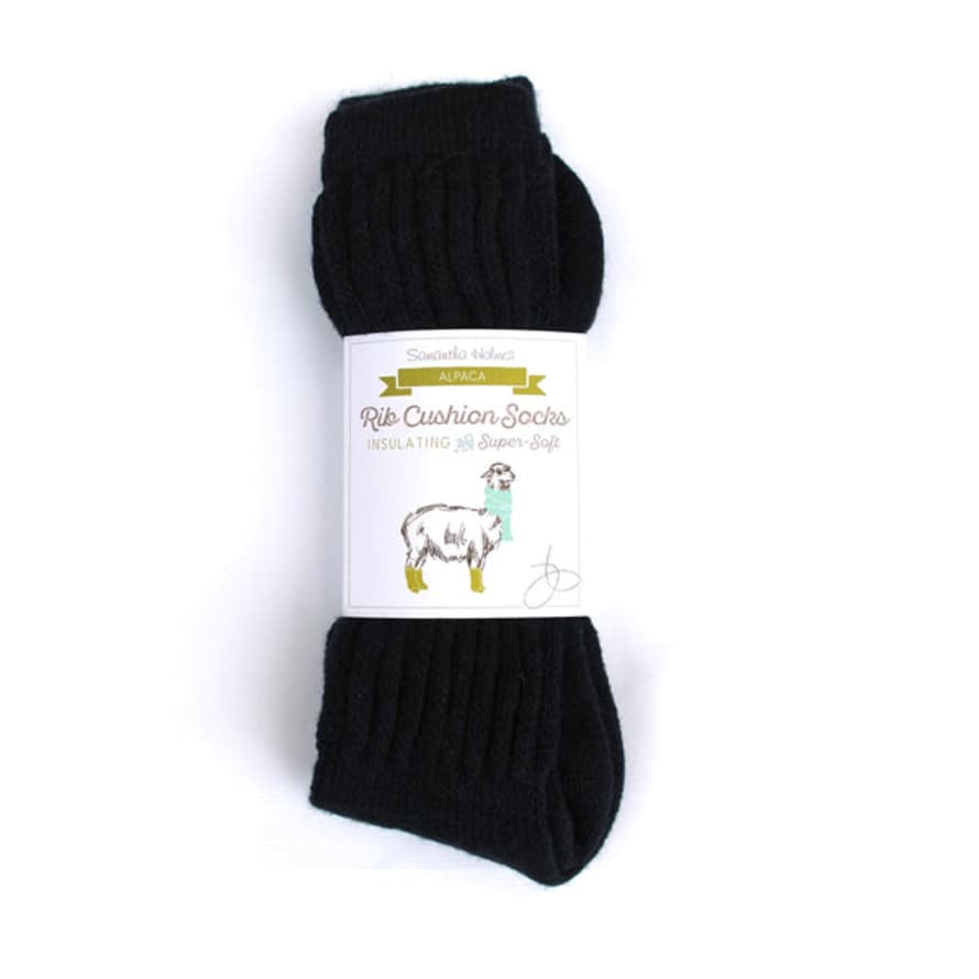 Samantha Holmes Size 7-11 Indigo Ribbed Alpaca Socks