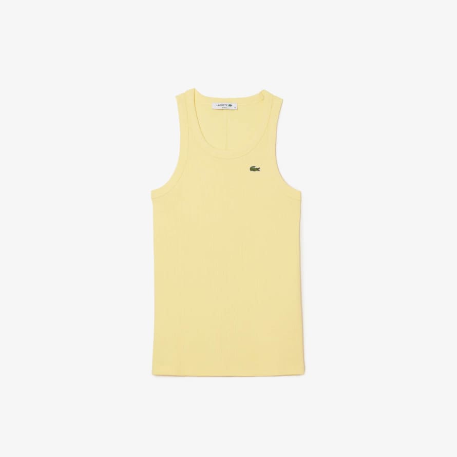 Lacoste Amarillo Camiseta De Tirantes De Mujer Lacoste Slim Fit En Algodón Ecológico