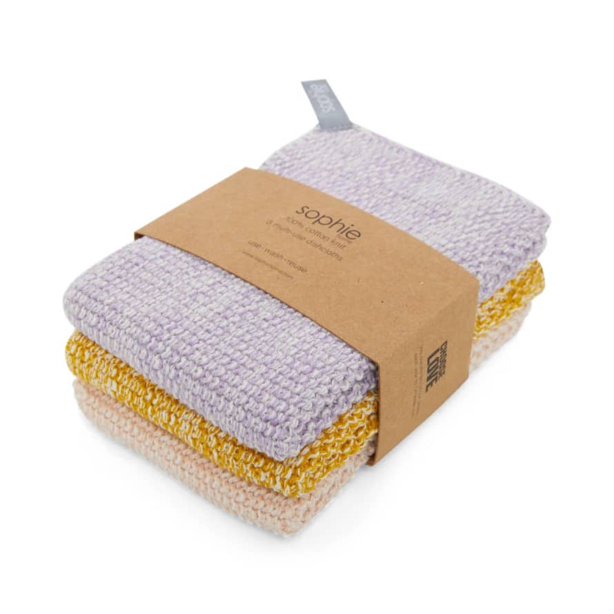 Sophie Home Reusable & Eco-Friendly Cotton Dishcloths - Lilac Space Dye
