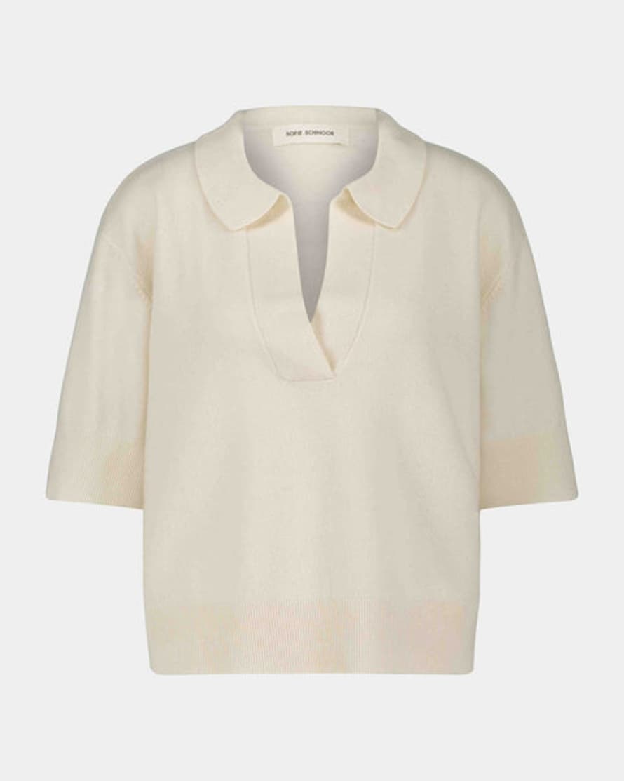 SOFIE SCHNOOR 100% Wool Short Sleeve Jumper In Off White