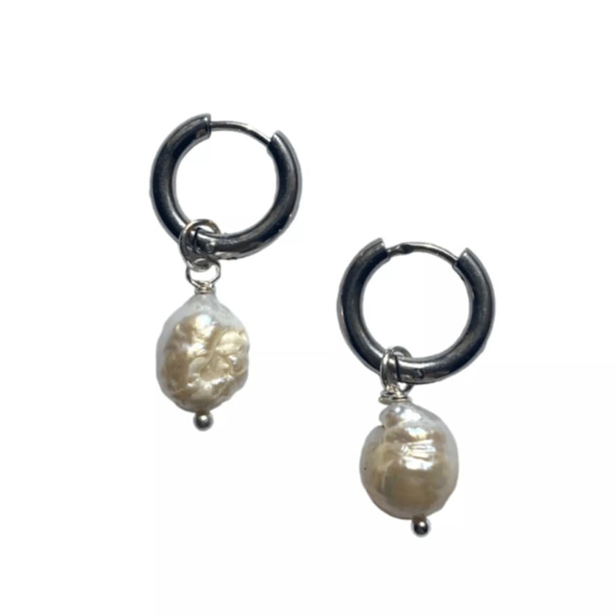 Medea Sicily Steel Pearl Drop Earrings