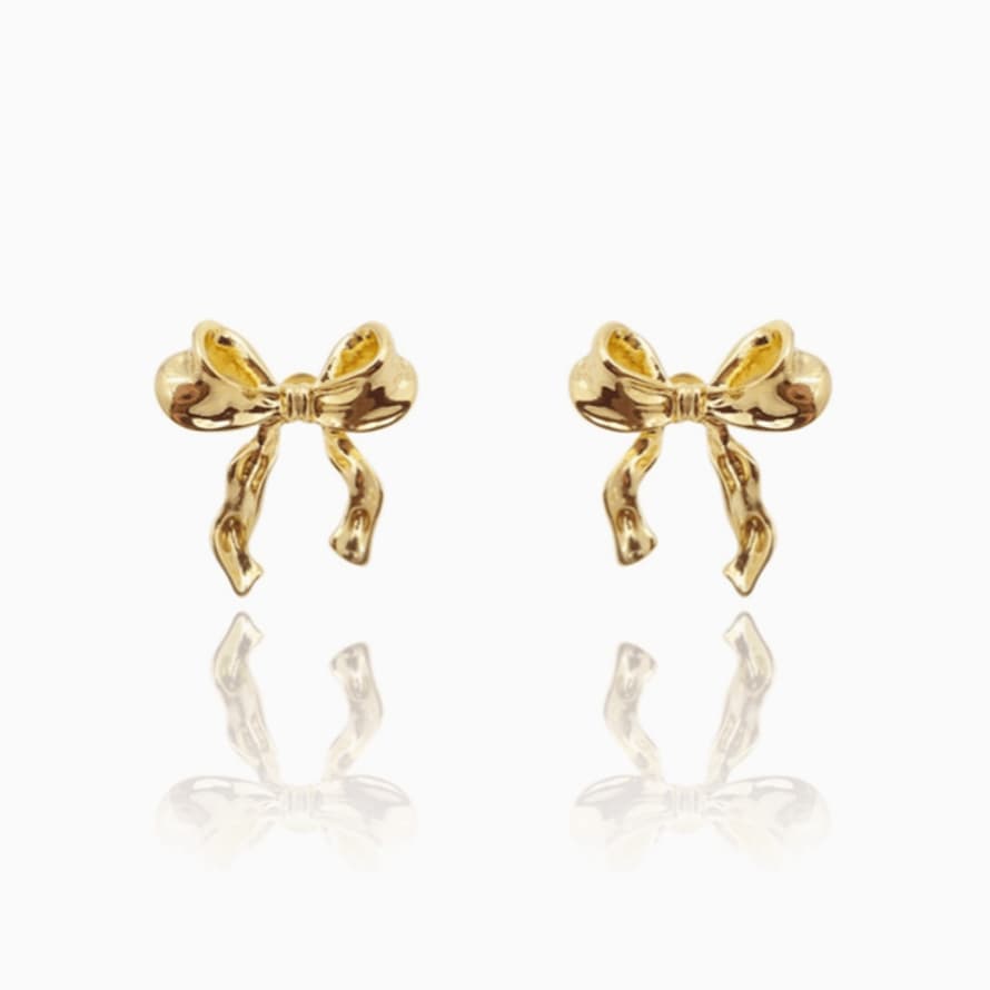 Edit & Oak Gold Plated Bow Stud Earrings