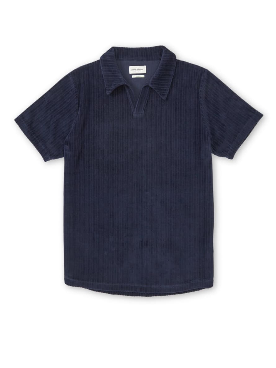 Oliver Spencer Willow Navy Austell Short Sleeve Polo Shirt