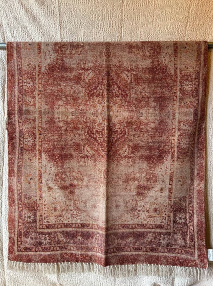 Indra Importer 120 X 180cm Distressed Red Hand Woven Cotton Chenille Dyed Rug 