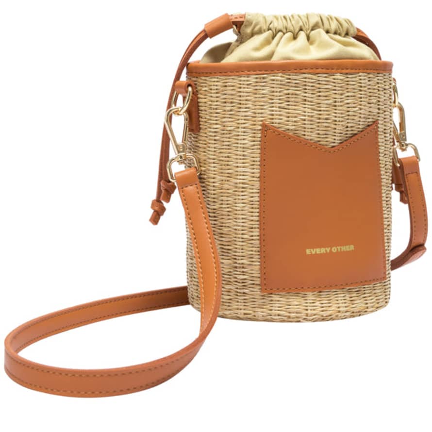 Every Other Cylindrical Drawstring Top Shoulder Bag In Tan