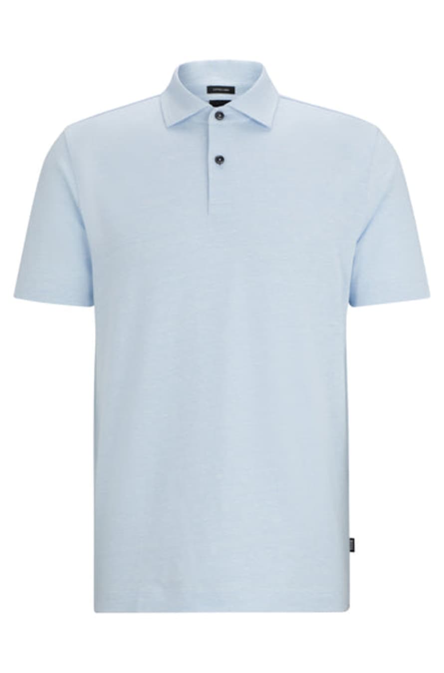 Hugo Boss Boss - Press 56 Light Blue Regular Fit Cotton And Linen Polo Shirt 50511600 450