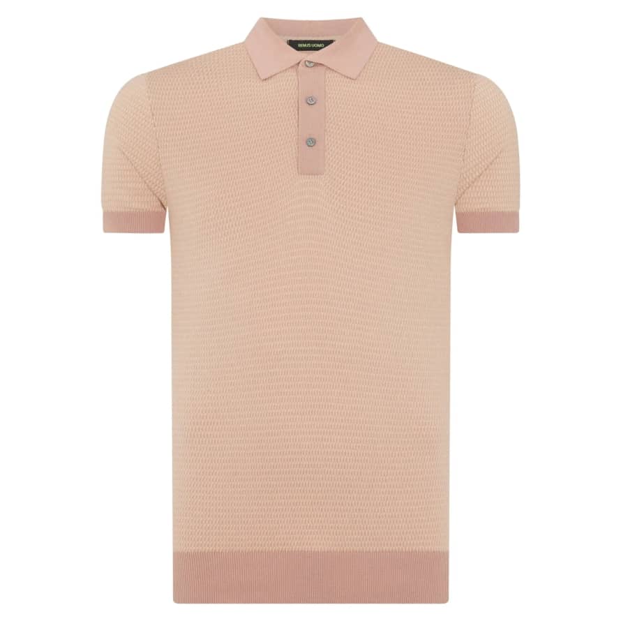 Remus Uomo Contrast Collar Knitted Polo - Pink