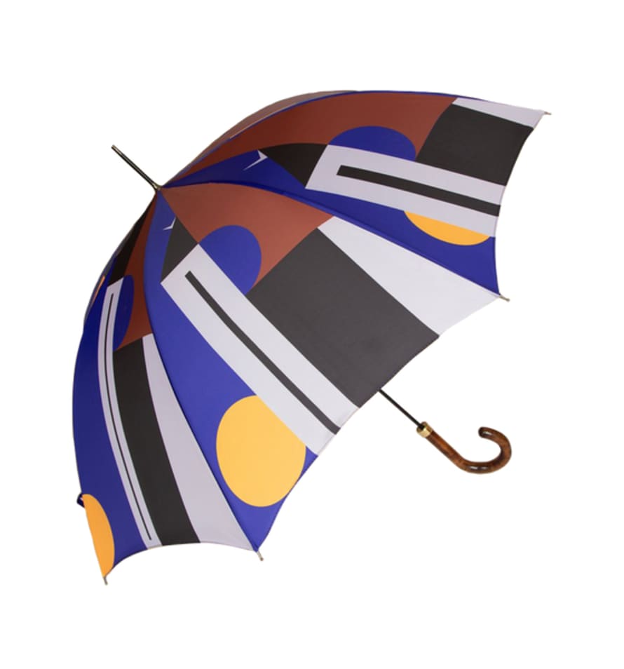 Para Para Large Brown Geometric City Animated Umbrella