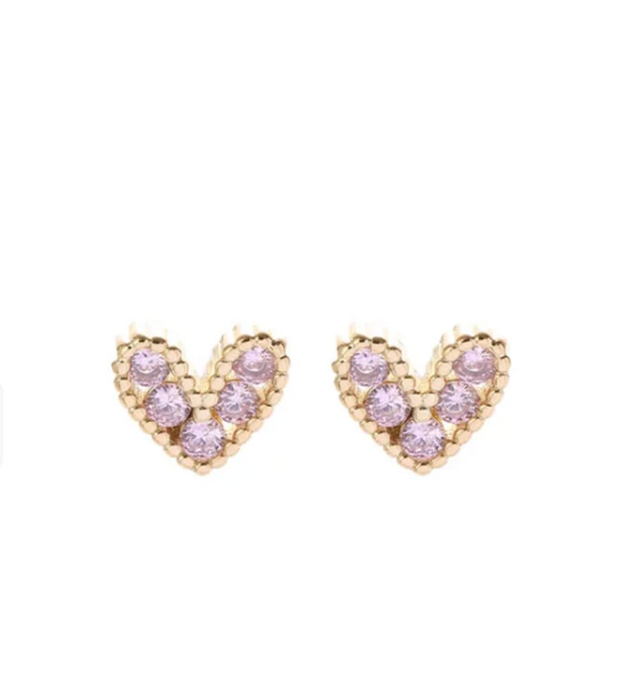 The Forest & Co. Gold Jewel Inlay Heart Stud Earrings