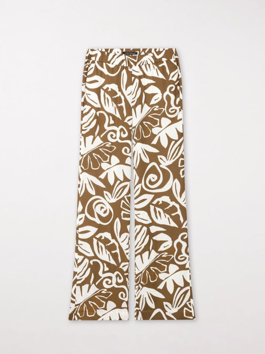 Luisa Cerano Bootcut Trousers Leaf Print