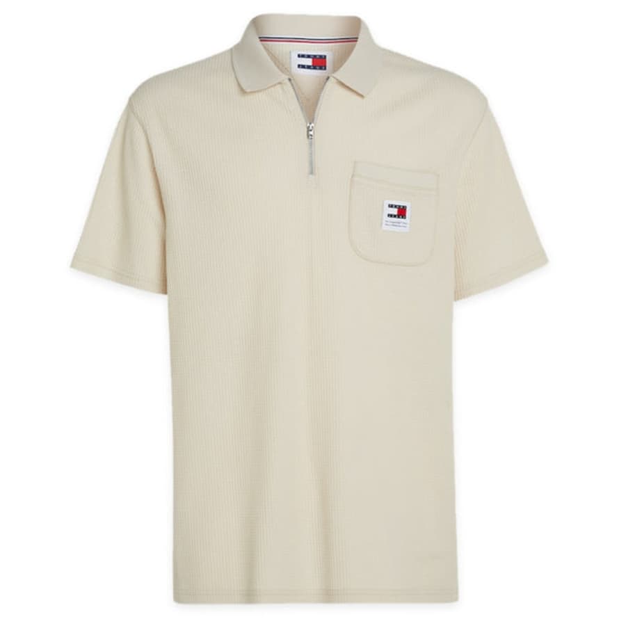 Tommy Hilfiger Tommy Jeans Zip Waffle Polo - Newsprint