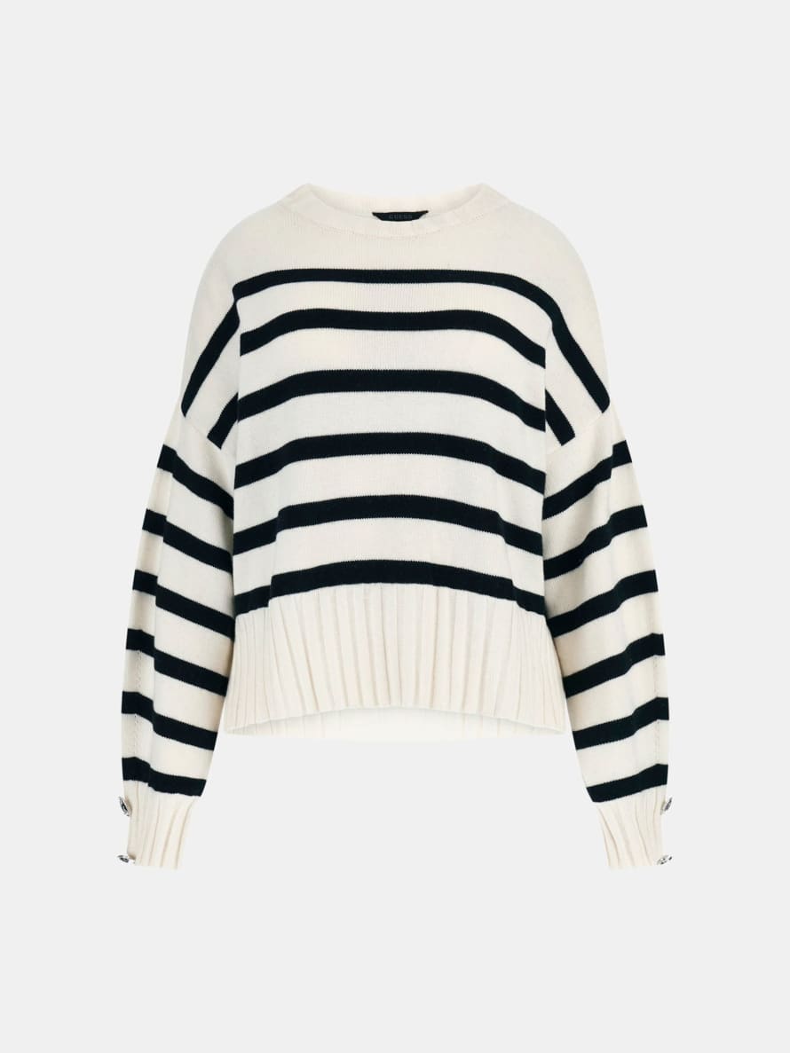 Guess Mirelle Long Sleeve Sweater | White And Black