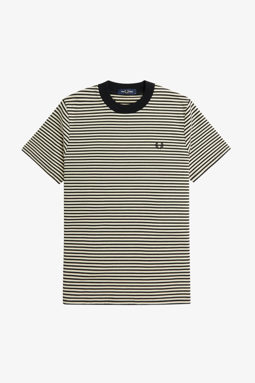 Fred Perry Fine Stripe HW T-Shirt - Oatmeal / Black	