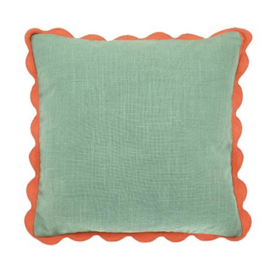 Walton & Co Cushion - Mia Scalloped Edge, Turquoise Green