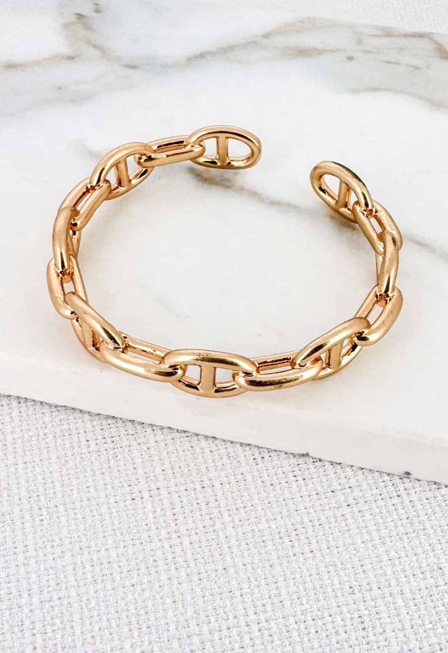 ENVY JEWELLERY Gold Solid Oval Link Bracelet