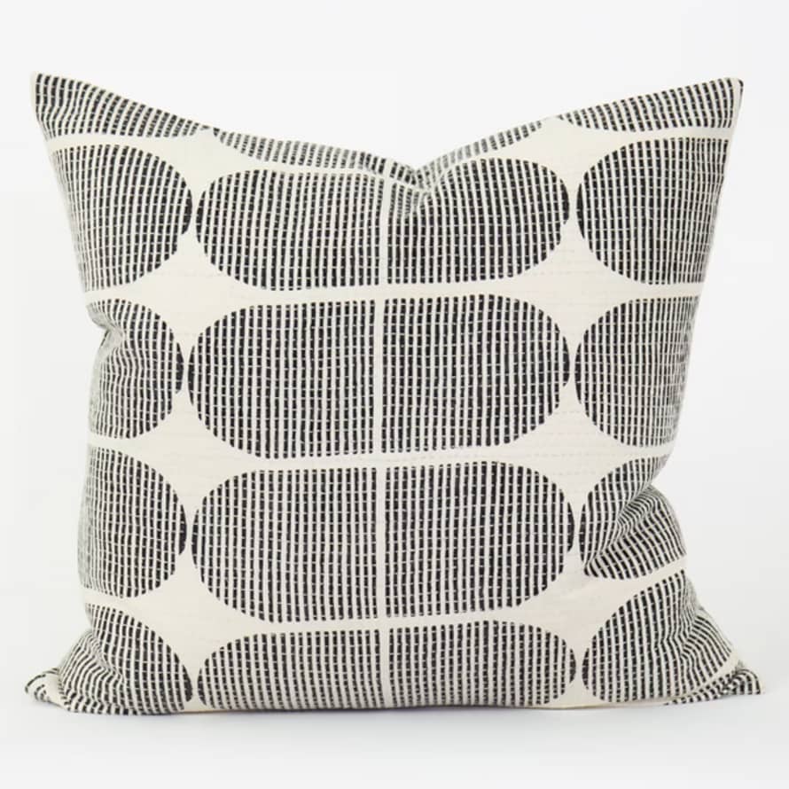 Afroart Cushion Cover Tile, 50x50cm In White / Black