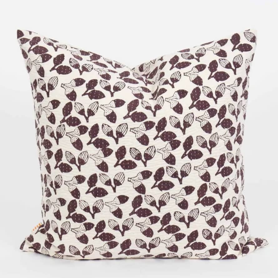 Afroart Cushion Cover Acorn 50x50, Brown, Handprinted