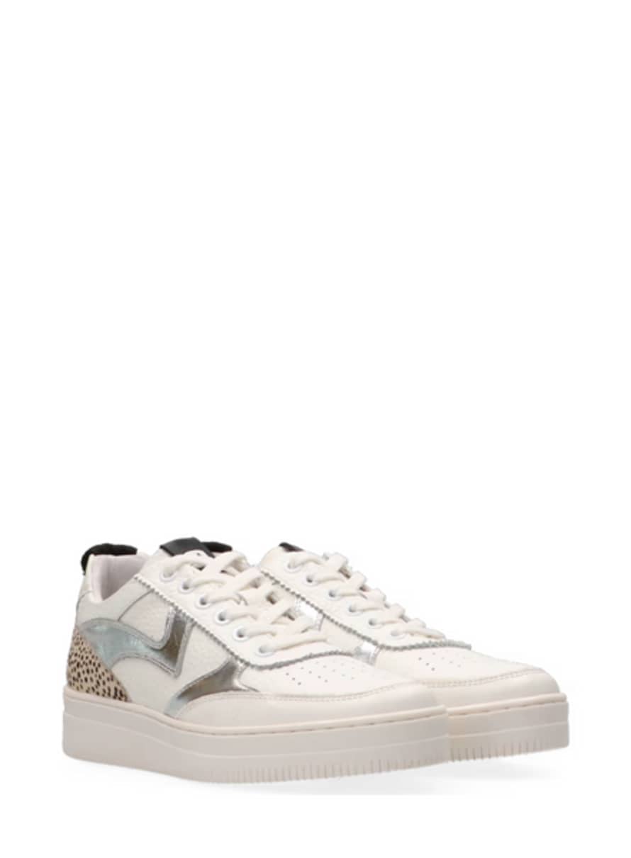 Maruti  Mave Leather Trainers In White/Silver Pixel Off White