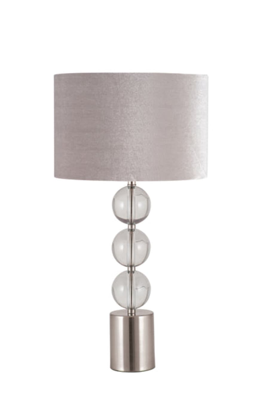 Distinctly Living Desio Tall Brushed Silver And Clear Glass Table Lamp