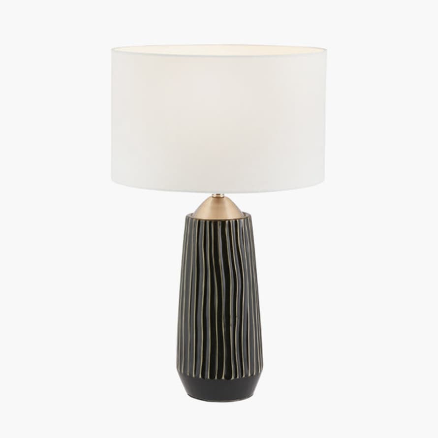 Distinctly Living Lodi Grey Textured Ceramic & Brushed Silver - Tall Table Lamp