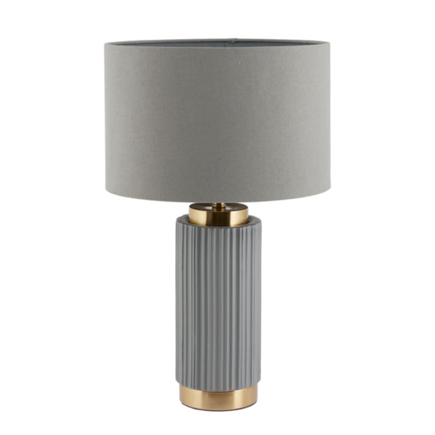 Distinctly Living Mantua Grey Textured Ceramic And Gold Metal - Table Lamp