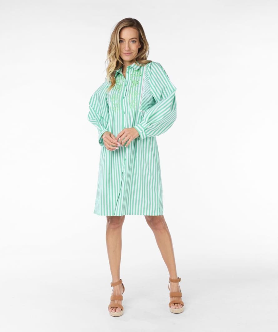 ESQUALO Green Striped Dress