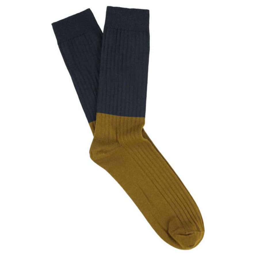 Escuyer Navy Cumin Colour Block Socks