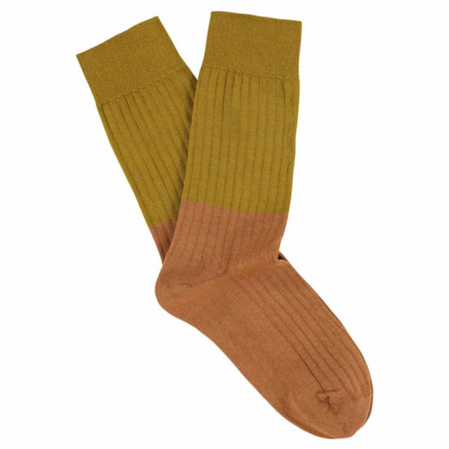 Escuyer Mustard Bronze Block Socks