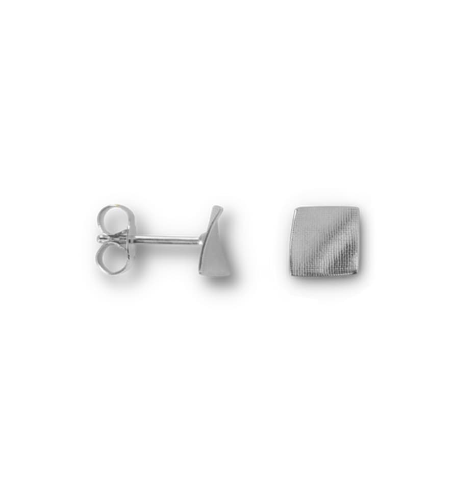Kei Tominaga Sterling Silver Stud Earrings, Curved Square