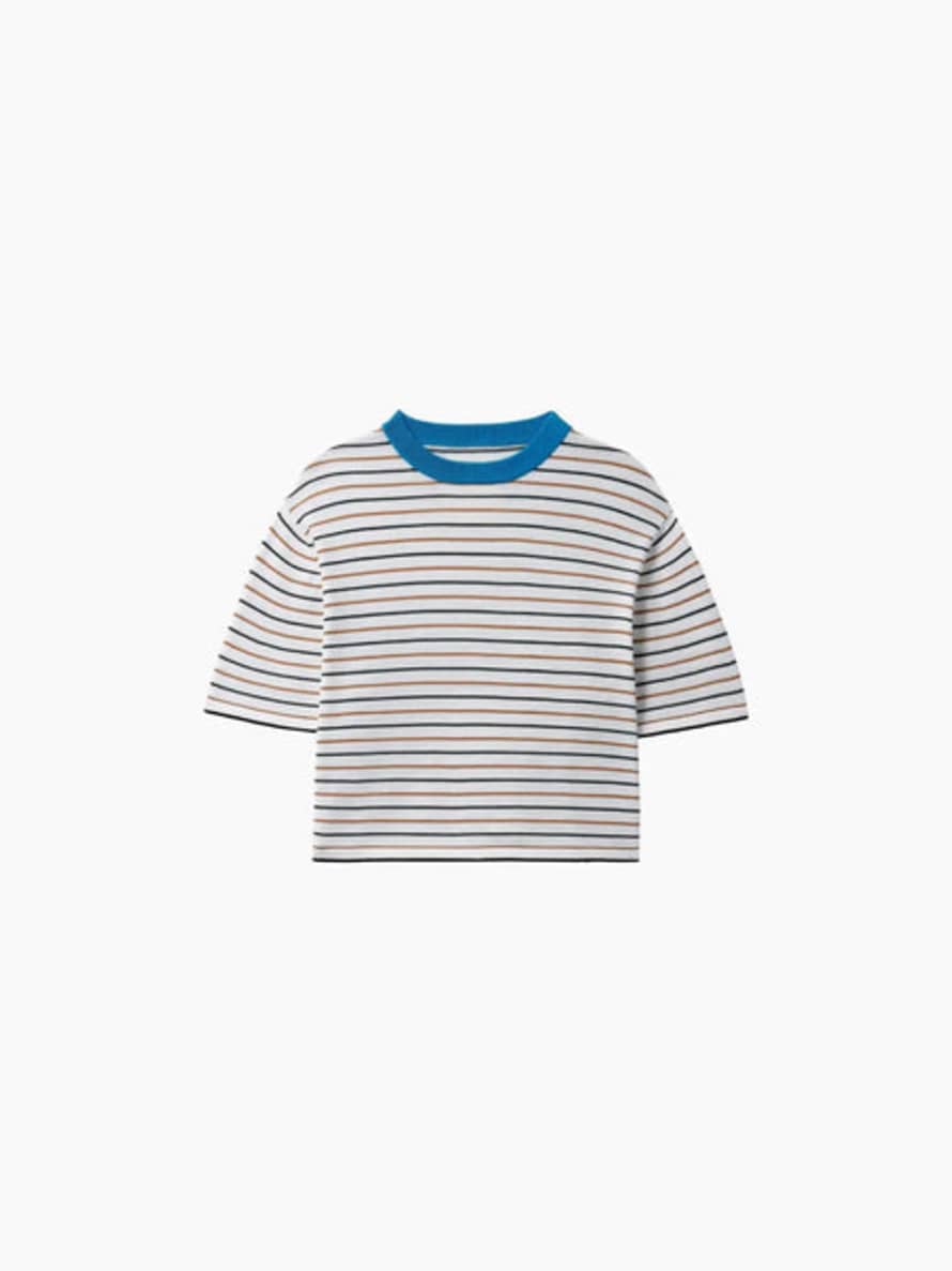 Cordera Cotton Striped T-shirt Ceruleo