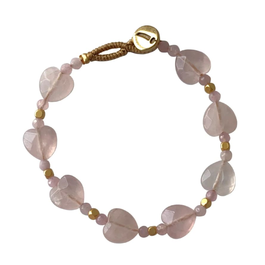 Ibu Jewels Lulu Heart Stone Bracelet-rose Quart-cy01
