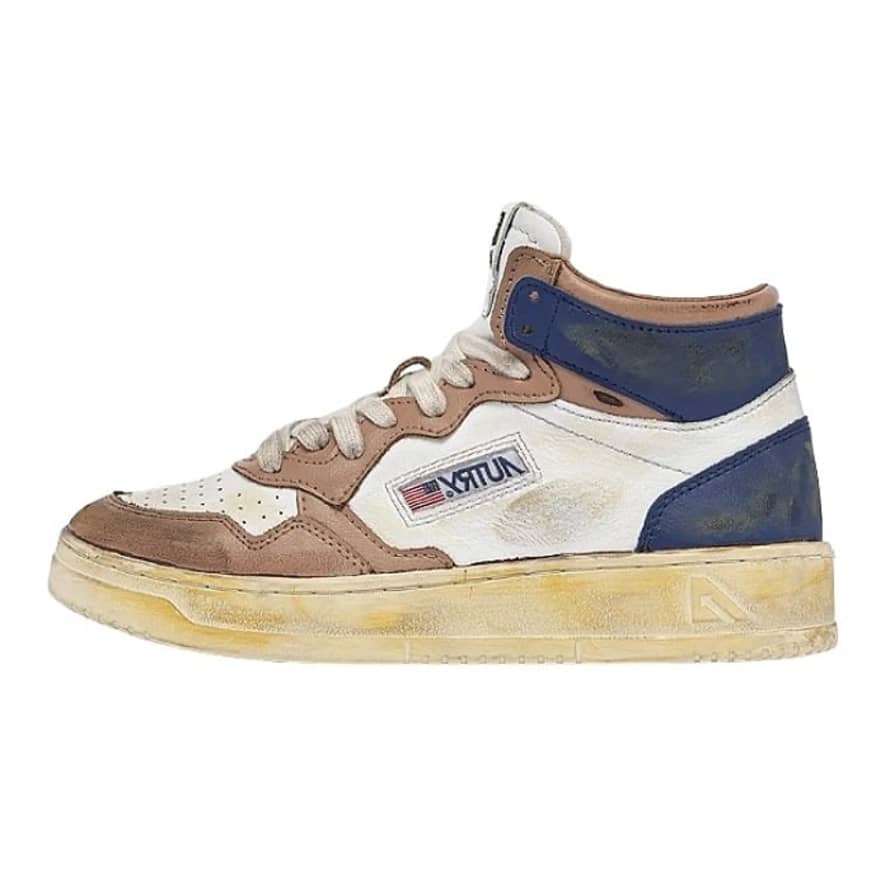 Autry Blue and Caffeine Medalist Mid Super Vintage Sneakers
